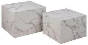 Fehér dohányzóasztal szett márvány dekorral, 2 db-os 58x58 cm Dice – Actona