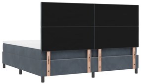 Boxspring Ágy Matrac Kivilágítással Szürke 200x200 cm Bársony