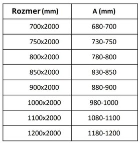 Mexen Velar, üvegfal a zuhanykabinhoz 95x200 cm, 8 mm-es matt üveg, 870-095-000-00-30