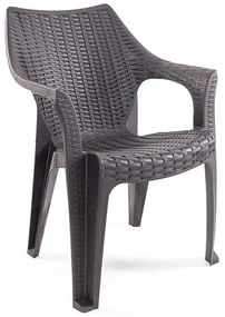Santorini II New 4 személyes kerti bútor szett, antracit-barna asztallal, 4 db Tavira rattan székkel N