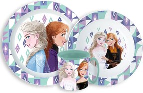 Disney Jégvarázs Ice Magic étkészlet, micro műanyag szett bögrével 350 ml