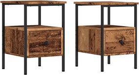 vidaXL 2 db antik fa színű szerelt fa éjjeliszekrény 34 x 36 x 50 cm