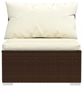 2 részes barna polyrattan kerti bútorszett párnákkal