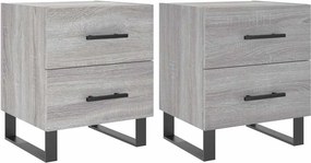 vidaXL 2 db szürke sonoma színű szerelt fa éjjeliszekrény 40x35x47,5cm