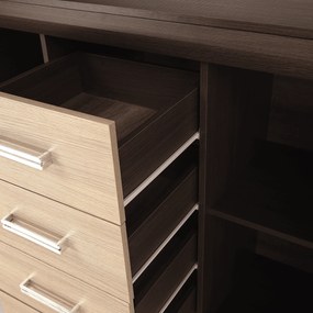 Komód, DTD/MDF, tölgy világos/tölgy sötét, KORINA