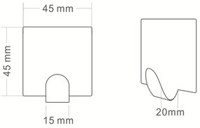 Sapho, Öntapadó akasztó, 4 db, matt fekete, 33201