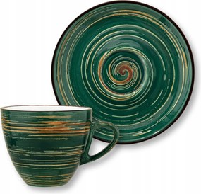 Teáscsésze 300 ml csészealjjal 15 cm Wilmax Porcelán Zöld