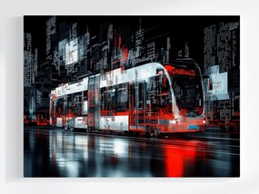 Vászonkép Canvas Város Utca Villamos Sínbusz Kód Matrix 100x75