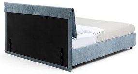 Kék kárpitozott ágyneműtartós franciaágy ágyráccsal 160x200 cm Myra Pillow – Bonami Selection