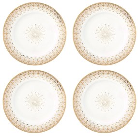 Karácsonyi porcelán desszertes tányér 4 db fehér arany Festive