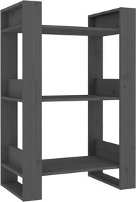 vidaXL szürke tömör fenyőfa könyvszekrény/térelválasztó 60x35x91 cm