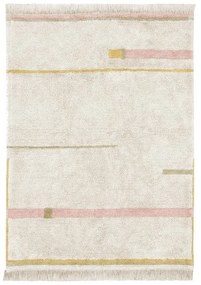 Rózsaszín-krémszínű mosható kézi szövésű pamut szőnyeg 140x200 cm Lanes Vintage Nude – Lorena Canals