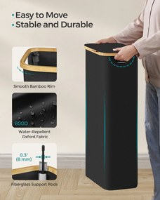 65l szennyeskosár fedéllel, keskeny kialakítás, 42 × 22,5 × 70,5 cm, fekete