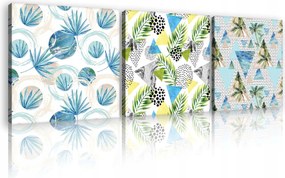 Vászonkép 75x25 Trópusok nyár pálmalevelek geometria absztrakt modern