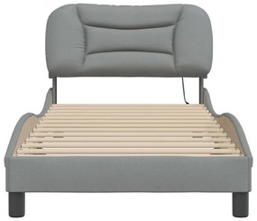világosszürke szövet ágykeret LED-es matrac nélkül 80x200 cm