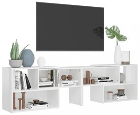 magasfényű fehér szerelt fa TV-szekrény 149 x 30 x 52 cm