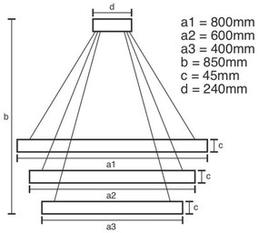 LED állítható fényerejű csillár kábellel LED/220W/230V 3000-6500K + DO