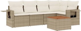 vidaXL 6 részes bézs polyrattan kerti ülőgarnitúra párnával