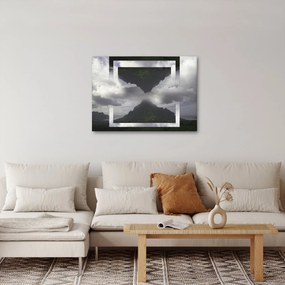 Kép - Hegyek Izlandon, geometrikus kollázs (70x50 cm)