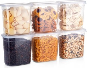 6x Konyhai Tartályok ömlesztett termékek élelmiszer kávé cukor só tészta 1,85L