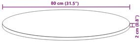 kerek tömör akácfa asztallap Ø80 x 2 cm