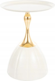 Dohányzóasztal kerek fehér-arany nappali glamour hálószoba Hab