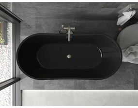Mexen Montana, szabadon álló kád 170 x 80 cm, fekete, szálcsiszolt acél túlfolyó, 52011708070-97