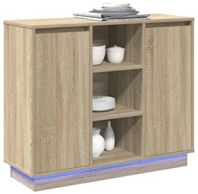 LED-es oldal szekrény Sonoma tölgy 90x32x75 cm Műszaki fa