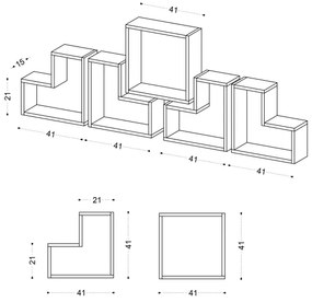 KÉSZLET 5x Fali polc ELITRA fehér