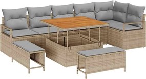 vidaXL Kerti Kanapé Szett párnával 9 pcs Beige és Világosszürke