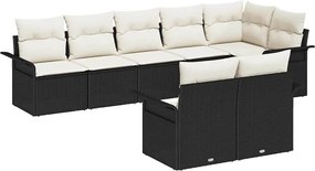 vidaXL Kerti Kanapé Szett tárolóval 8 pcs Fekete polirattan