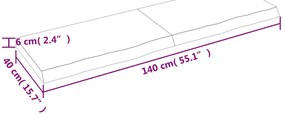sötétbarna kezelt tömör tölgyfa asztallap 140x40x(2-6) cm