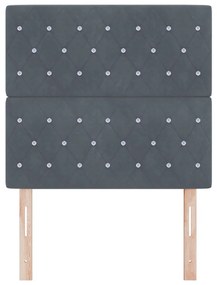 Fejtámla Kristálygombos Tűzött Sötétszürke 90 cm Bársony, Fejtámla Kristálygombos Tűzött Sötétszürke 180 cm Bársony