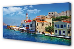 Canvas képek Görögország tenger partján hegyek 100x50 cm