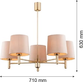 Brilagi - Rúddal szerelt MONTE csillár 5xE27/15W/230V bézs/arany