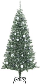 műkarácsonyfa 300 LED-del, gömbszettel és hópehellyel 180 cm