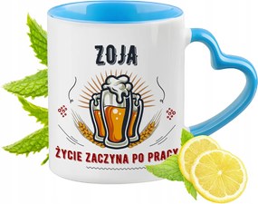 Zoi Kék Bögre Szív Alakú Füllel Ajándék Nyomtatott