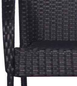 6 db fekete rakásolható polyrattan kültéri szék