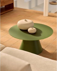 Zöld kerek dohányzóasztal üveg asztallappal ø 80 cm Wilshire – Kave Home