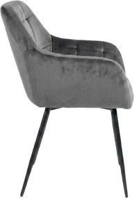 Szürke LOREN VELVET étkezőfotel fekete lábakkal