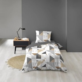 Fehér-szürke egyszemélyes mikroszálas ágyneműhuzat 140x200 cm Trigone – douceur d'intérieur