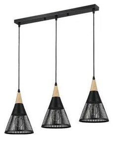 Csillár zsinóron HIRA 3xE27/60W/230V fekete