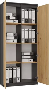 MIX RS-80 Bily gardróbszekrény, antracit-tölgy