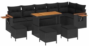 Kerti Kanapé Szett párnával 10 pcs Fekete 110 x 55 x 71 cm