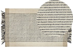Fekete és bézs gyapjúszőnyeg 80 x 150 cm DIVARLI  Beliani