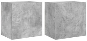 2 db betonszürke szerelt fa fali TV-szekrény 40,5 x 30 x 40 cm