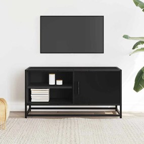 fekete szerelt fa és fém TV-szekrény 80x34,5x40 cm