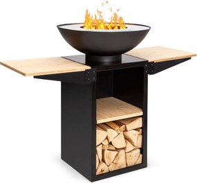 Blumfeldt Savage 2.0 Tall, tűzrakóhely grillel, bambusz oldalsó asztalok, védőburkolat