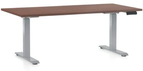 OfficeTech D állítható magasságú asztal, 160 x 80 cm, szürke alap, dió