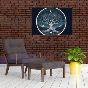 Kép – Mágikus fa szarvassal II. (90x60 cm)